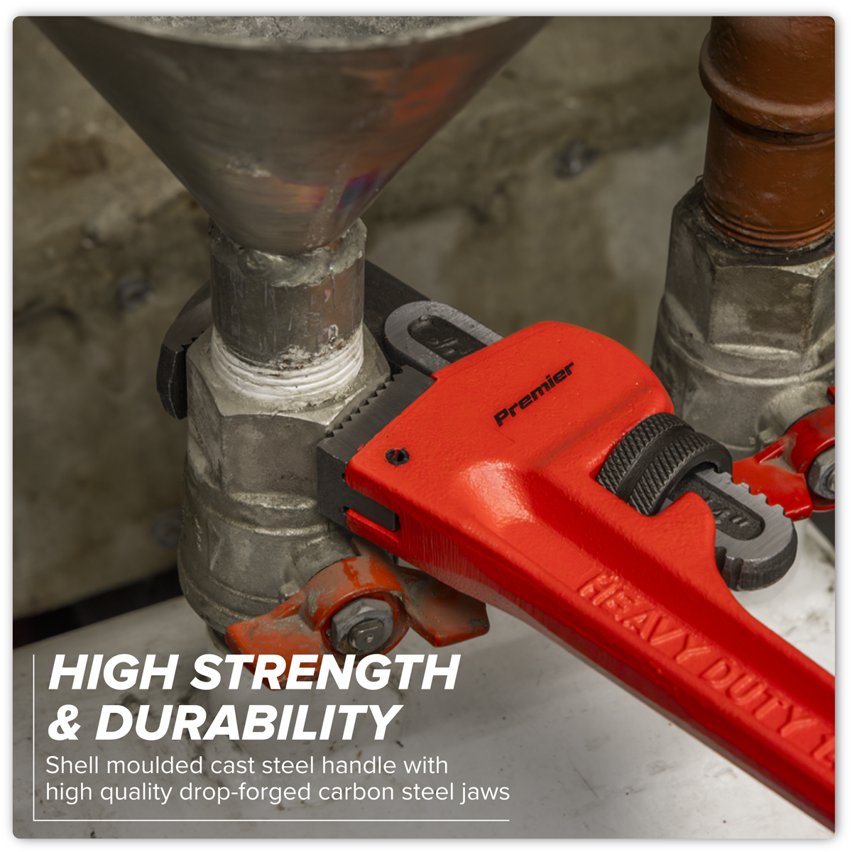 Sealey AK5104 Premier Cast Steel Pipe Wrench European Pattern 350mm - additional view 3