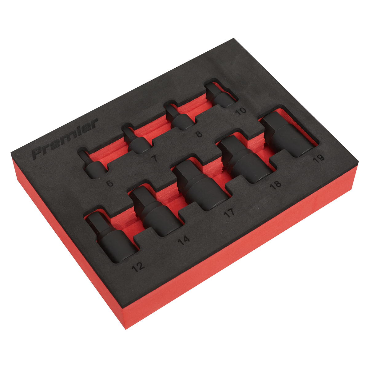 Sealey AK5525 Premier Low Profile Hex Impact Socket Bit Set 1/4" & 3/8"Sq Drive 9pc