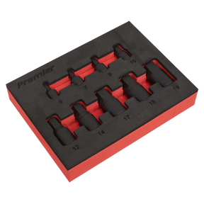 Sealey AK5525 Premier Low Profile Hex Impact Socket Bit Set 1/4" & 3/8"Sq Drive 9pc