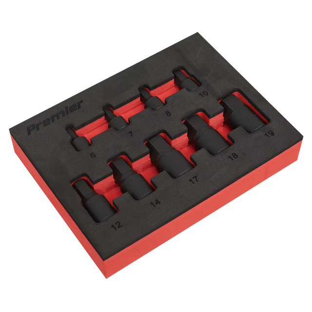 Sealey AK5525 Premier Low Profile Hex Impact Socket Bit Set 1/4" & 3/8"Sq Drive 9pc