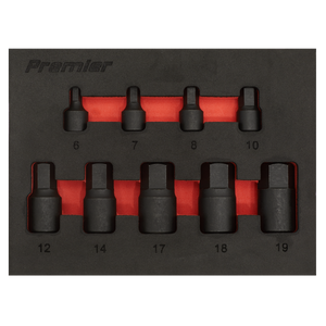 Sealey AK5525 Premier Low Profile Hex Impact Socket Bit Set 1/4" & 3/8"Sq Drive 9pc - additional view 4