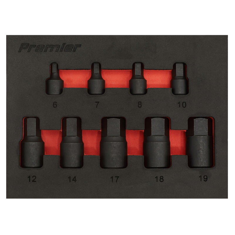 Sealey AK5525 Premier Low Profile Hex Impact Socket Bit Set 1/4" & 3/8"Sq Drive 9pc - additional view 4