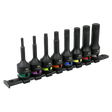 Sealey AK56004 Premier Spline Impact Socket Bit Set 1/2"Sq Drive 8pc