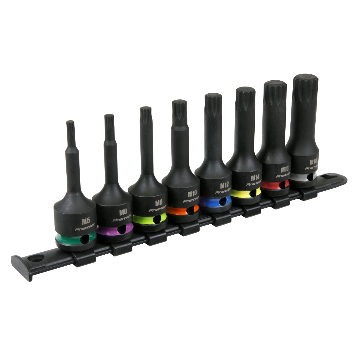 Sealey AK56004 Premier Spline Impact Socket Bit Set 1/2"Sq Drive 8pc
