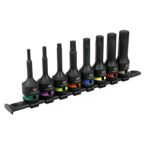 Sealey AK56004 Premier Spline Impact Socket Bit Set 1/2"Sq Drive 8pc