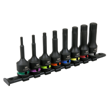 Sealey AK56004 Premier Spline Impact Socket Bit Set 1/2"Sq Drive 8pc