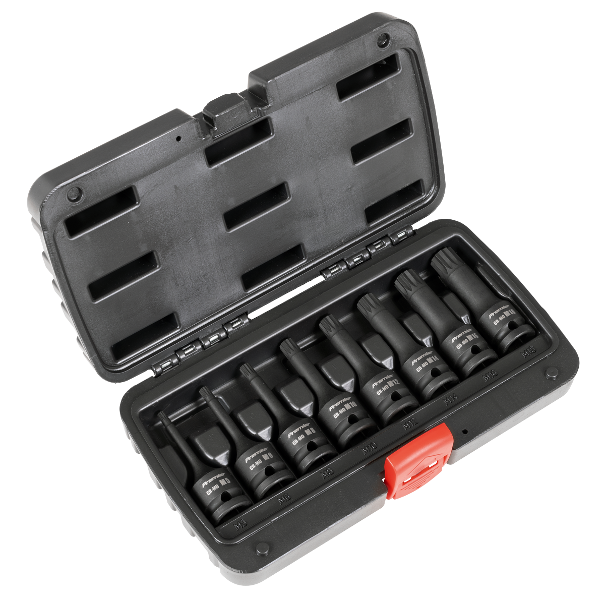 Sealey AK5604 Premier Spline Impact Socket Bit Set 1/2"Sq Drive 8pc