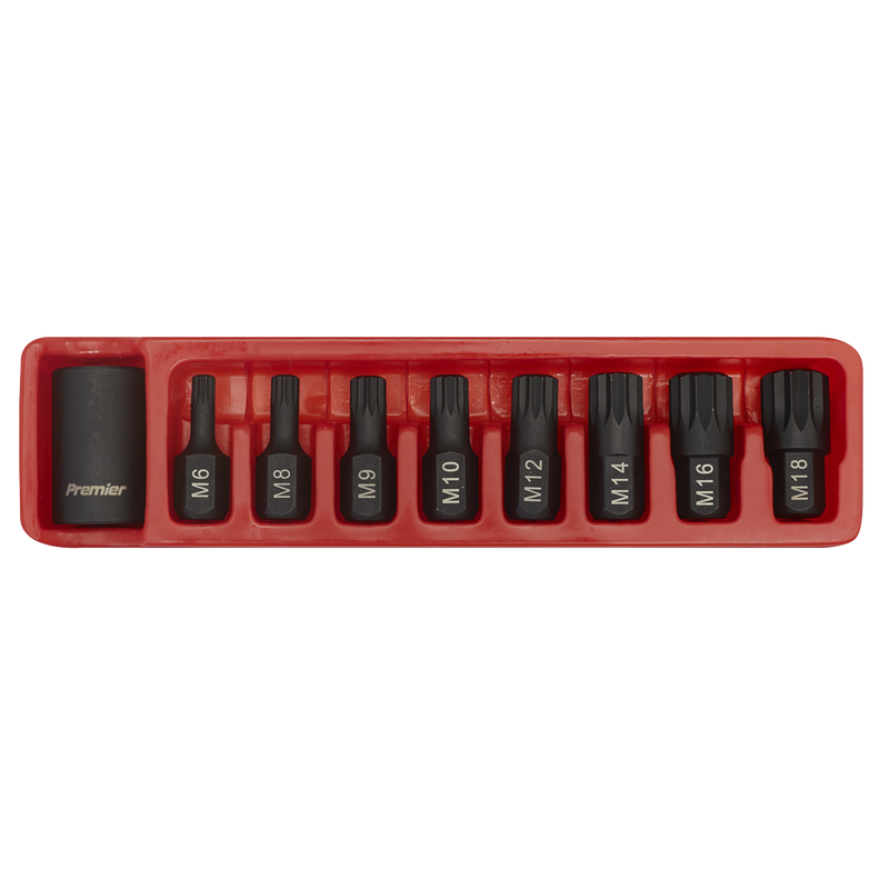 Sealey AK5611 Premier Spline Impact Bit & Holder Set 1/2"Sq Drive 9pc - additional view 4