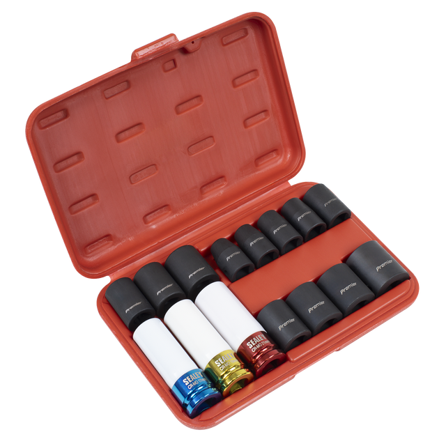 Sealey AK5615M Premier Impact Socket & Wheel Nut Removal Set 1/2"Sq Drive 15pc