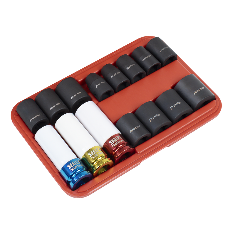 Sealey AK5615M Premier Impact Socket & Wheel Nut Removal Set 1/2"Sq Drive 15pc - additional view 5