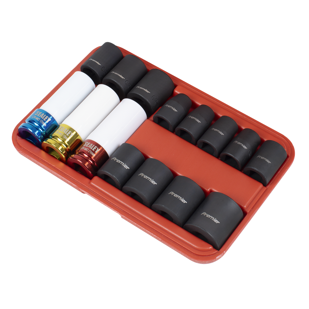 Sealey AK5615M Premier Impact Socket & Wheel Nut Removal Set 1/2"Sq Drive 15pc - additional view 6