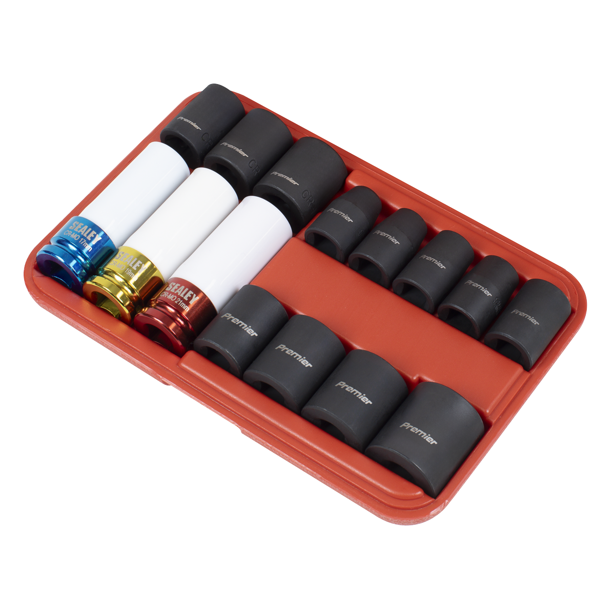 Sealey AK5615M Premier Impact Socket & Wheel Nut Removal Set 1/2"Sq Drive 15pc - additional view 6