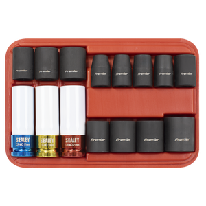 Sealey AK5615M Premier Impact Socket & Wheel Nut Removal Set 1/2"Sq Drive 15pc - additional view 4