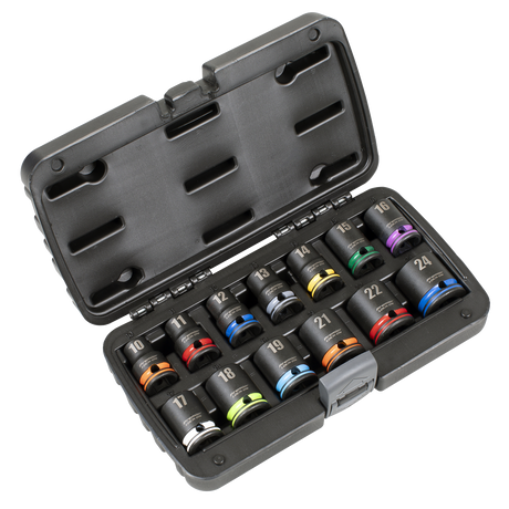 Sealey AK56160M Lock-On™ Impact Socket Set 1/2"Sq Drive 13pc 6pt Metric