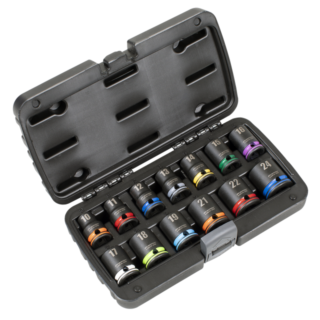 Sealey AK56160M Lock-On™ Impact Socket Set 1/2"Sq Drive 13pc 6pt Metric