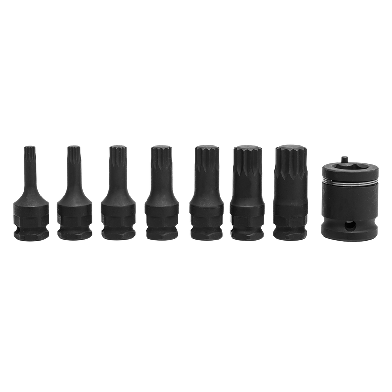 Sealey AK5622 Premier Spline Impact Socket Bit Set 3/8"Sq Drive 8pc - additional view 2