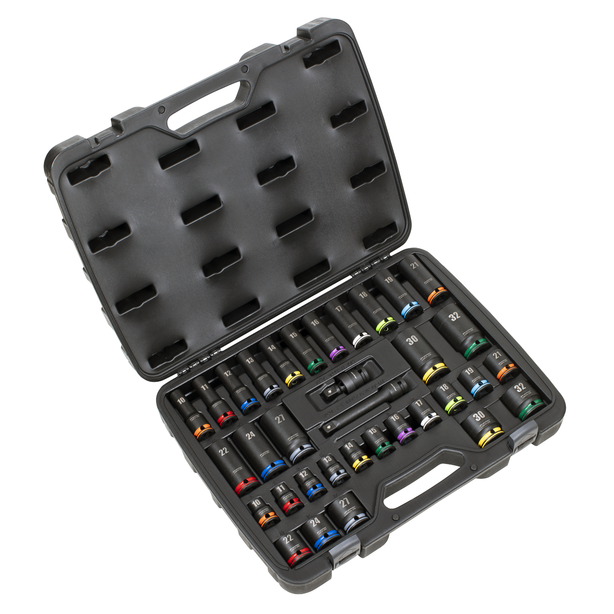 Sealey AK5636M Lock-On™ Standard & Deep Impact Socket Set 34pc 1/2"Sq Drive 6pt Metric