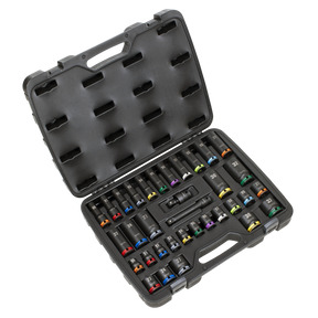 Sealey AK5636M Lock-On™ Standard & Deep Impact Socket Set 34pc 1/2"Sq Drive 6pt Metric