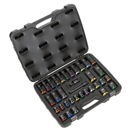Sealey AK5636M Lock-On™ Standard & Deep Impact Socket Set 34pc 1/2"Sq Drive 6pt Metric