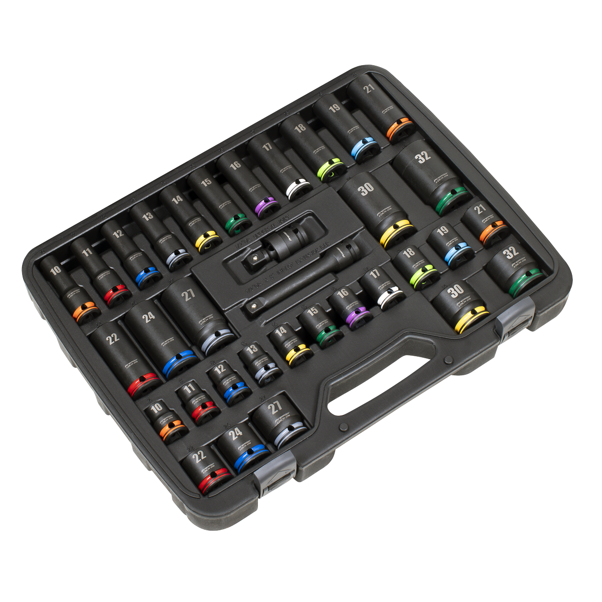 Sealey AK5636M Lock-On™ Standard & Deep Impact Socket Set 34pc 1/2"Sq Drive 6pt Metric - additional view 4