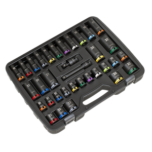 Sealey AK5636M Lock-On™ Standard & Deep Impact Socket Set 34pc 1/2"Sq Drive 6pt Metric - additional view 4