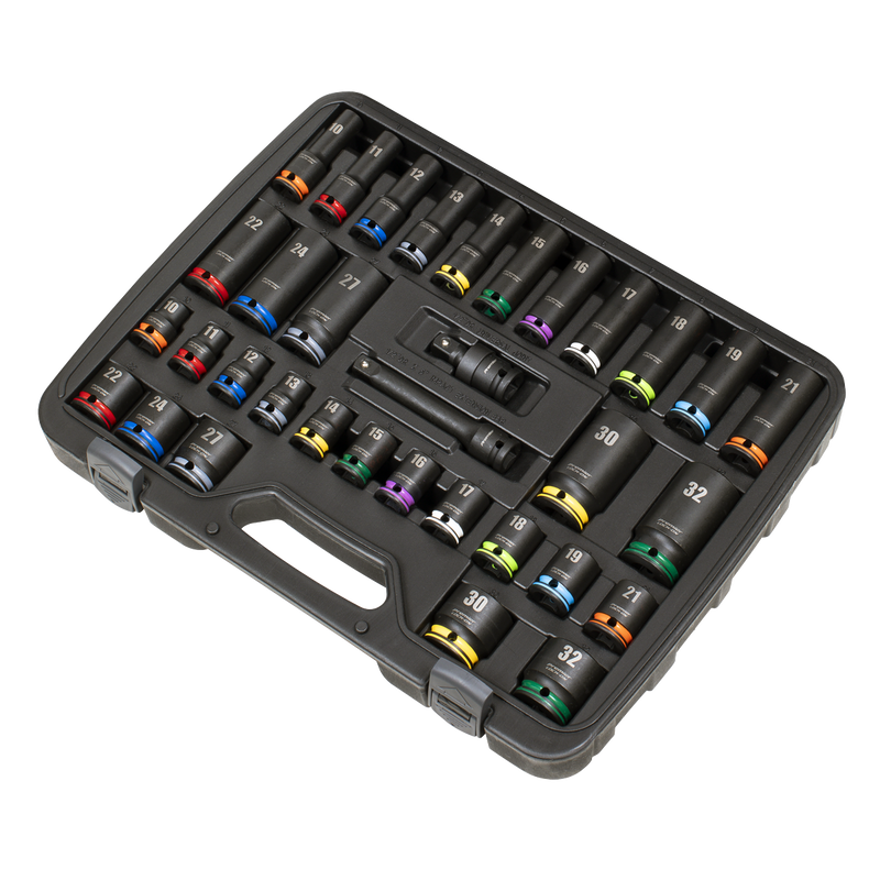 Sealey AK5636M Lock-On™ Standard & Deep Impact Socket Set 34pc 1/2"Sq Drive 6pt Metric - additional view 5