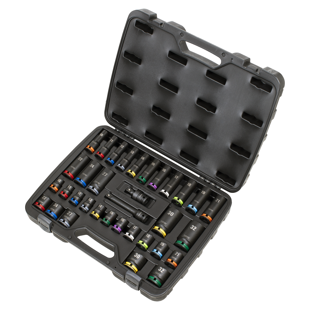 Sealey AK5636M Lock-On™ Standard & Deep Impact Socket Set 34pc 1/2"Sq Drive 6pt Metric - additional view 2