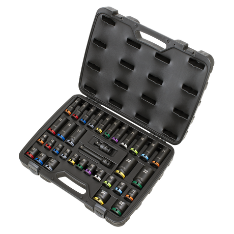 Sealey AK5636M Lock-On™ Standard & Deep Impact Socket Set 34pc 1/2"Sq Drive 6pt Metric - additional view 2