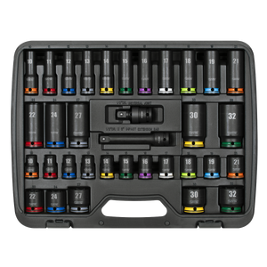 Sealey AK5636M Lock-On™ Standard & Deep Impact Socket Set 34pc 1/2"Sq Drive 6pt Metric - additional view 3