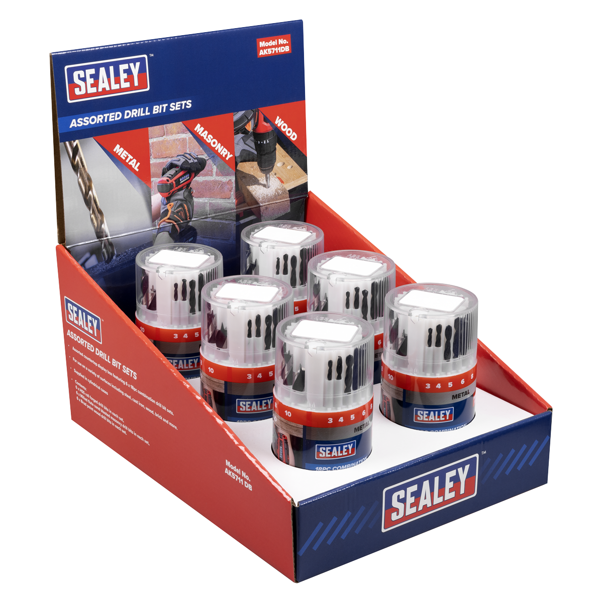 Sealey AK5711DB Combination Drill Bit Sets - Display box of 6