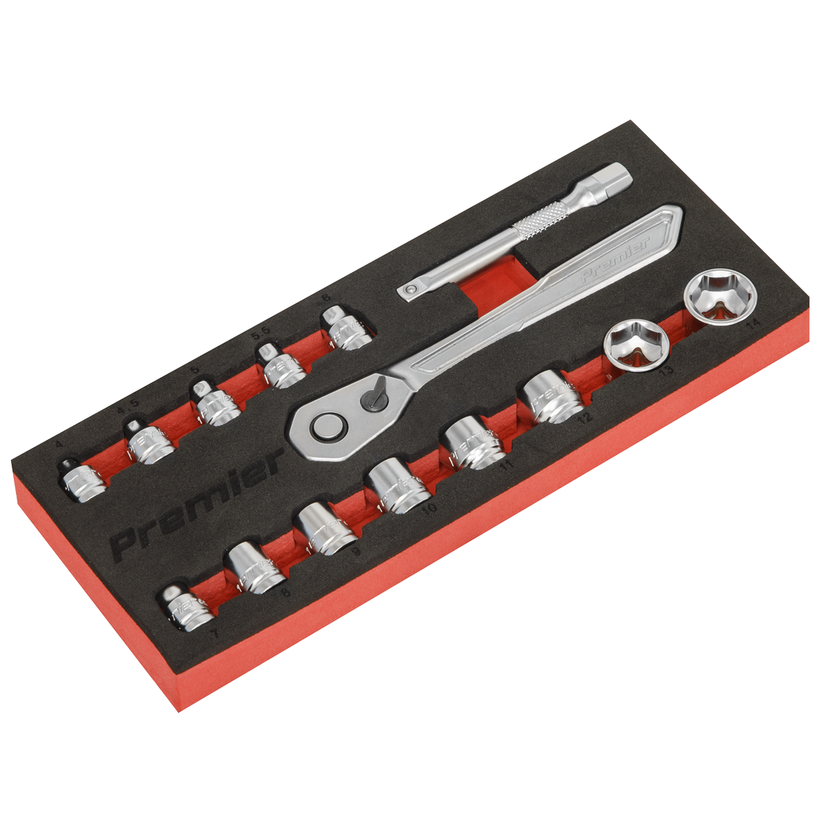 Sealey AK5783 Premier Platinum Low Profile Socket Set 1/4"Sq Drive 15pc