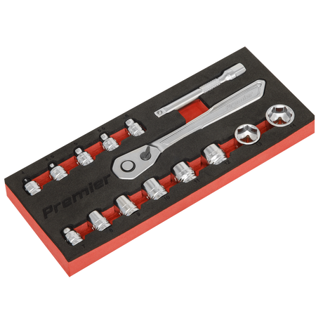 Sealey AK5783 Premier Platinum Low Profile Socket Set 1/4"Sq Drive 15pc