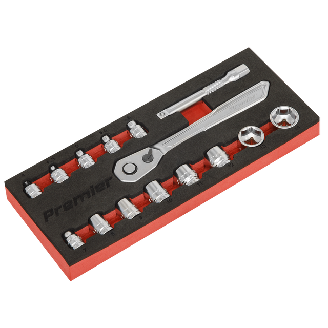 Sealey AK5783 Premier Platinum Low Profile Socket Set 1/4"Sq Drive 15pc