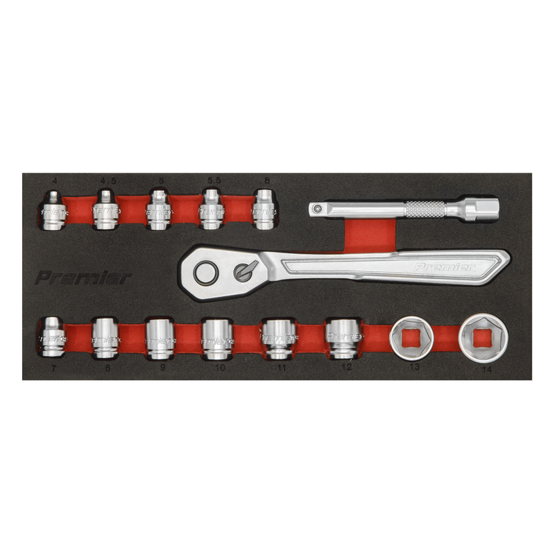 Sealey AK5783 Premier Platinum Low Profile Socket Set 1/4"Sq Drive 15pc - additional view 3