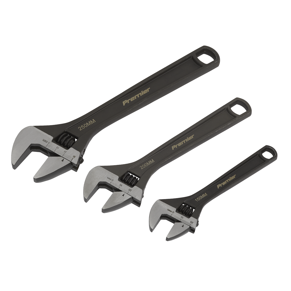 Sealey AK607 Premier Adjustable Wrench Set 3pc