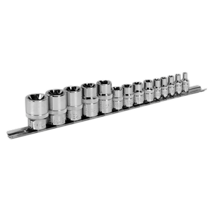 Sealey AK618 Premier TRX-Star* Socket Set 1/4", 3/8" & 1/2"Sq Drive E4-E24 14pc