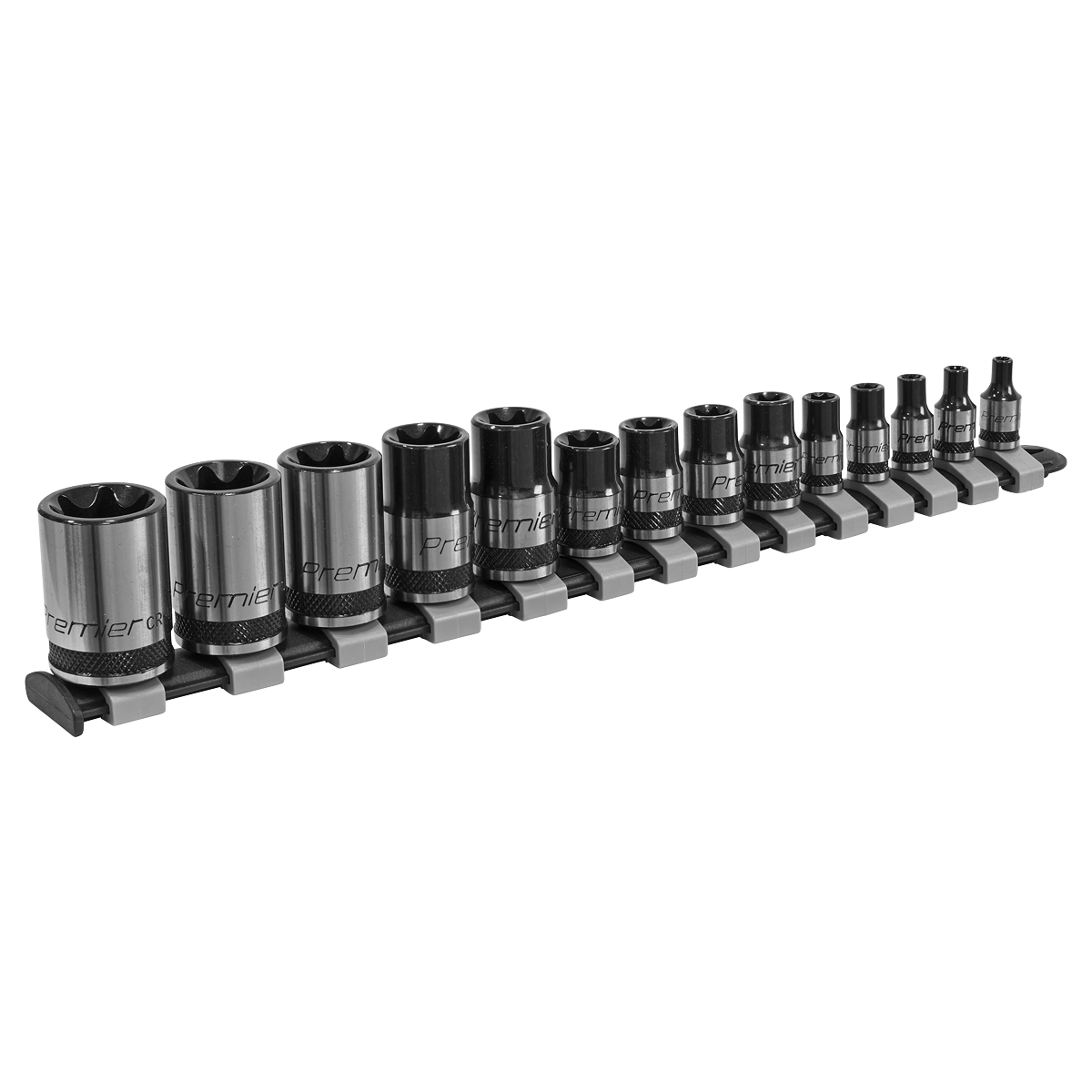 Sealey AK618B Premier Black TRX-Star* Socket Set 1/4", 3/8" & 1/2"Sq Drive E4-E24 14pc