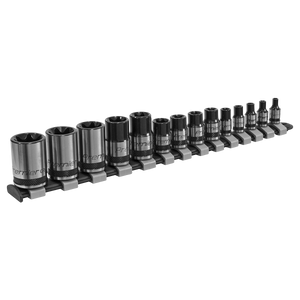 Sealey AK618B Premier Black TRX-Star* Socket Set 1/4", 3/8" & 1/2"Sq Drive E4-E24 14pc