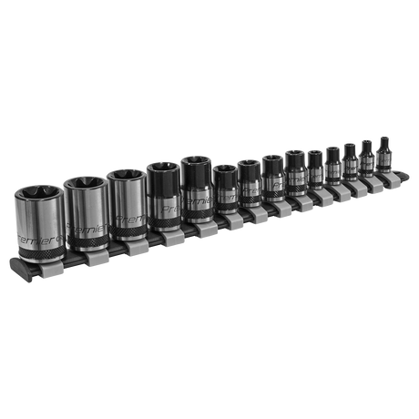 Sealey AK618B Premier Black TRX-Star* Socket Set 1/4", 3/8" & 1/2"Sq Drive E4-E24 14pc