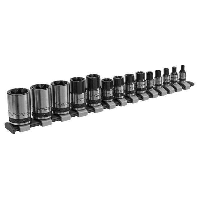 Sealey AK618B Premier Black TRX-Star* Socket Set 1/4", 3/8" & 1/2"Sq Drive E4-E24 14pc