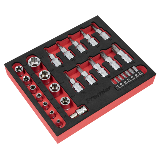 Sealey AK6193 Premier TRX-Star* Socket & Security Bit Set 1/4"Sq & 3/8"Sq Drive 29pc