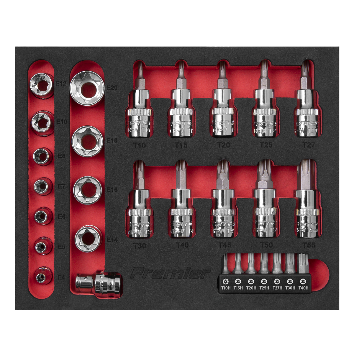 Sealey AK6193 Premier TRX-Star* Socket & Security Bit Set 1/4"Sq & 3/8"Sq Drive 29pc - additional view 4