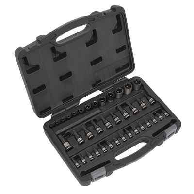 Sealey AK6197B Premier Black TRX-Star* Socket & Security Socket Bit Set 1/4", 3/8" & 1/2"Sq Drive 38pc