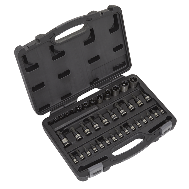 Sealey AK6197B Premier Black TRX-Star* Socket & Security Socket Bit Set 1/4", 3/8" & 1/2"Sq Drive 38pc
