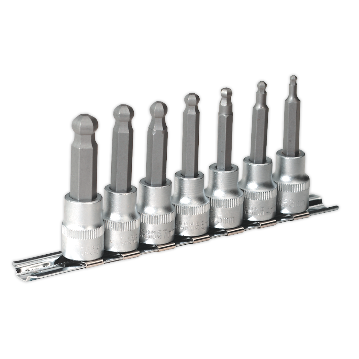 Sealey AK621 Premier Ball-End Hex Socket Bit Set 3/8"Sq Drive 7pc