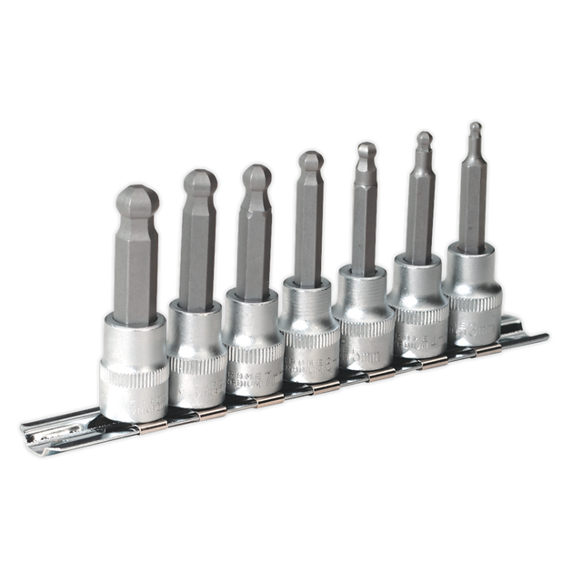 Sealey AK621 Premier Ball-End Hex Socket Bit Set 3/8"Sq Drive 7pc