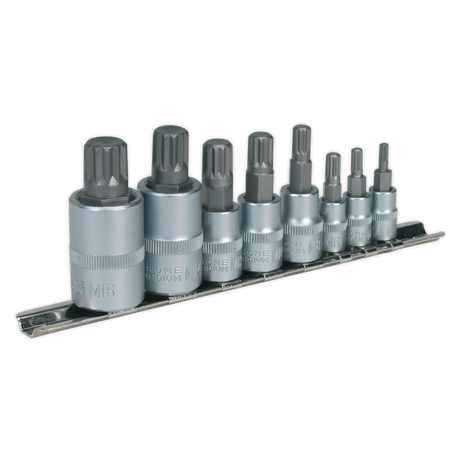 Sealey AK6214 Premier Spline Socket Bit Set 1/4", 3/8" & 1/2"Sq Drive 8pc