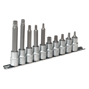 Sealey AK6215 Premier Spline Socket Bit Set 1/2"Sq Drive 10pc