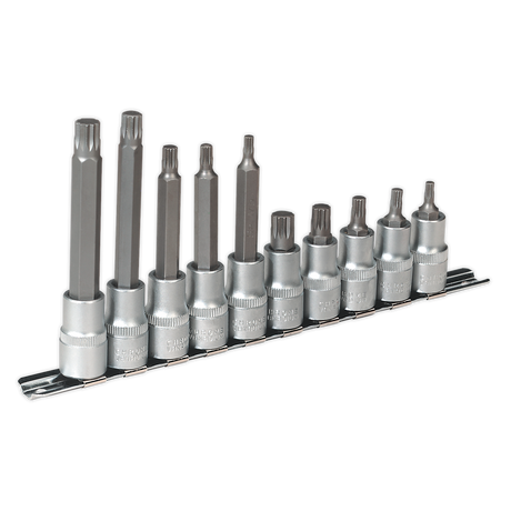 Sealey AK6215 Premier Spline Socket Bit Set 1/2"Sq Drive 10pc