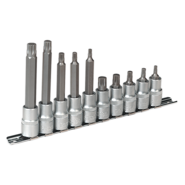 Sealey AK6215 Premier Spline Socket Bit Set 1/2"Sq Drive 10pc